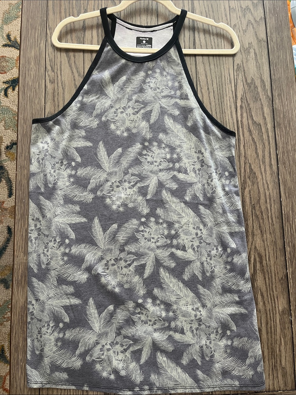 Nike Gray Floral Halter Midi Dress with Black Trim